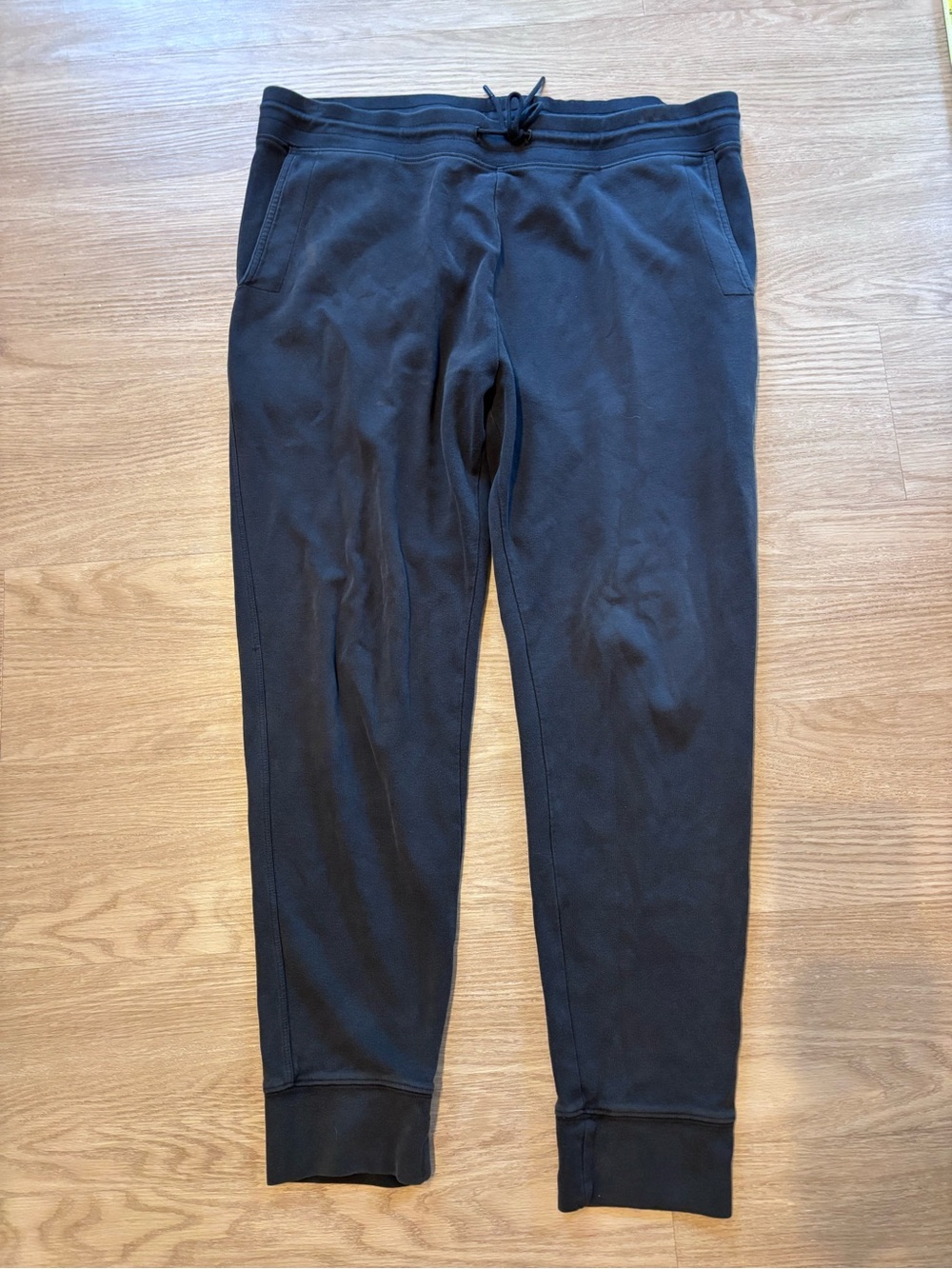 American Giant Sweatpants Mens XL Black Joggers Drawstring USA Fleece Distressed